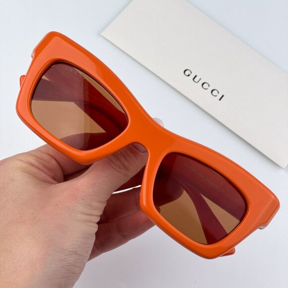 Gucci GG1773S 004 BRAND NEW Sunglasses Orange Brown Cat Eye Unisex - Picture 1 of 12